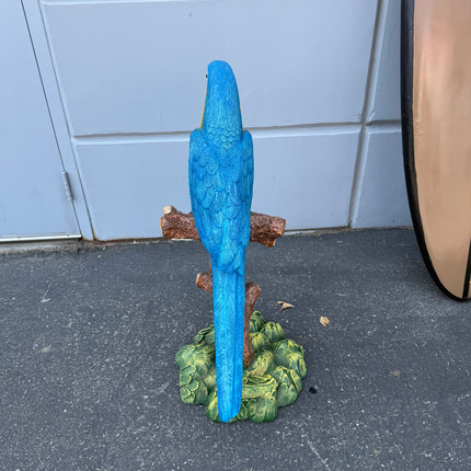 Blue Gold Macaw Parrot On Branch Life Size Statue