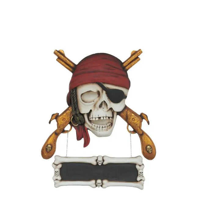 Pirate Skull Gun Sign Statue LM Treasures - A