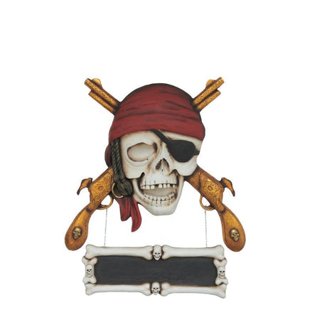 Pirate Skull Gun Sign Statue - LM Treasures 