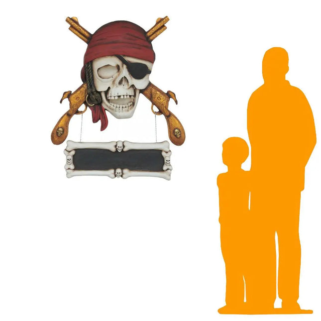 Pirate Skull Gun Sign Statue LM Treasures - A