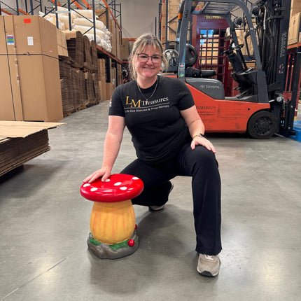 Small Red Mushroom Child's Stool Statue LM Treasures - PT
