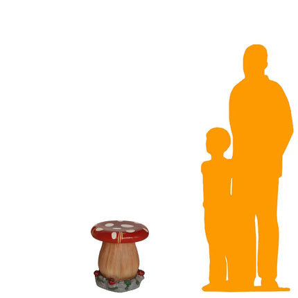 Red Mushroom Stool Over Sized Statue LM Treasures - PT