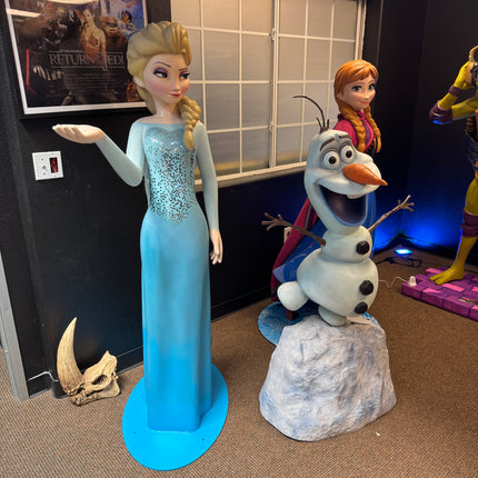 Frozen Anna, Elsa, and Olaf Set of 3 Life Size Pre-Owned Statues