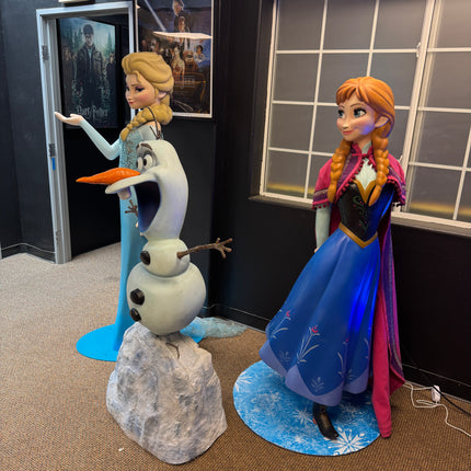Frozen Anna, Elsa, and Olaf Set of 3 Life Size Pre-Owned Statues