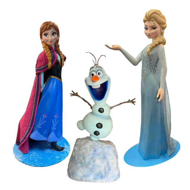 Frozen Anna, Elsa, and Olaf Set of 3 Life Size Pre-Owned Statues - LM Treasures
