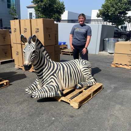 Resting Zebra Life Size Statue