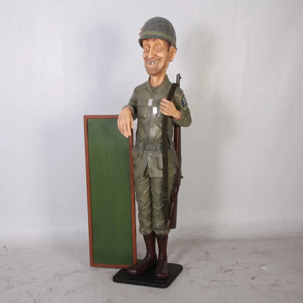 Soldier with Menu Board Life Size Statue