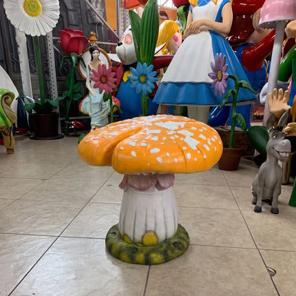 Orange Single Split Mushroom Stool Over Sized Statue