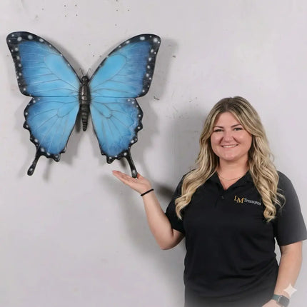 Blue Butterfly Insect Wall Decor Statue LM Treasures - H
