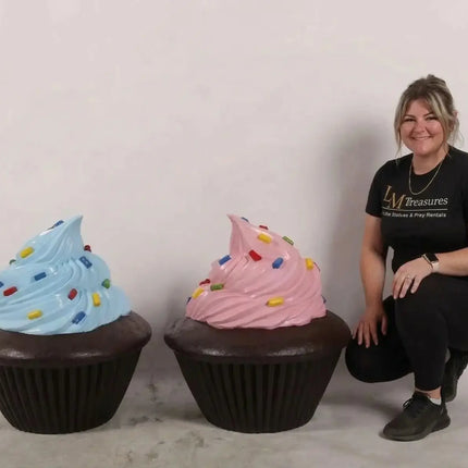 Pink Frosting Chocolate Cupcake Over Sized Statue LM Treasures - H
