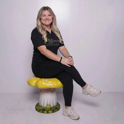 Yellow Single Split Mushroom Stool Over Sized Statue