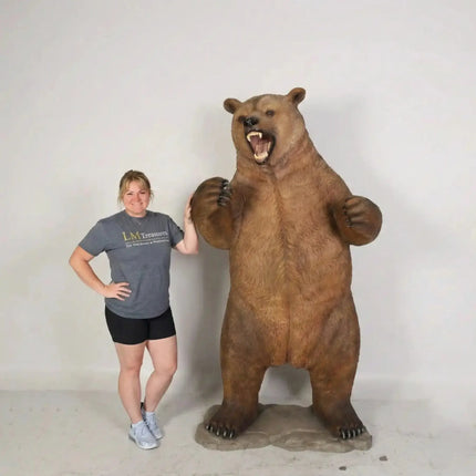 Growling Grizzly Bear Life Size Statue LM Treasures - H