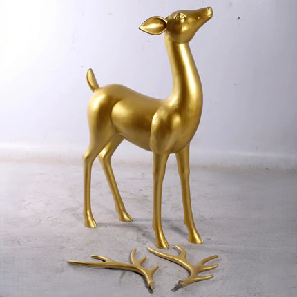 Gold Reindeer Standing Life Size Statue LM Treasures - H