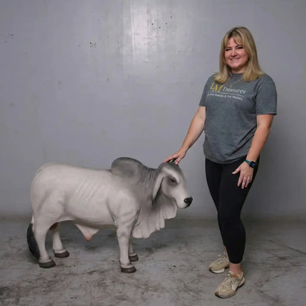 Gray Young Brahman Bull Statue LM Treasures - H