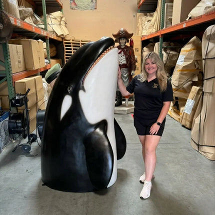 Breaching Killer Whale Orca Life Size Statue LM Treasures - H