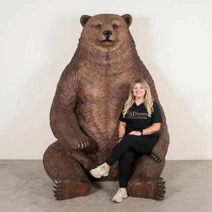 Jumbo Brown Grizzly Bear Life Size Statue LM Treasures - H