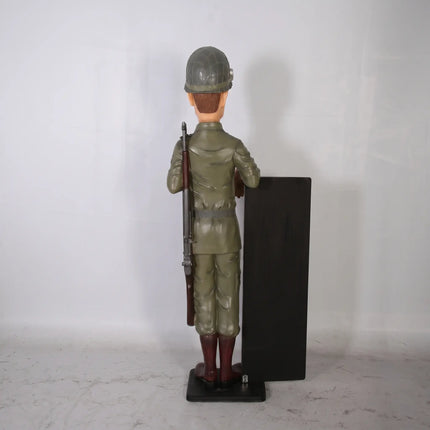 Soldier with Menu Board Life Size Statue