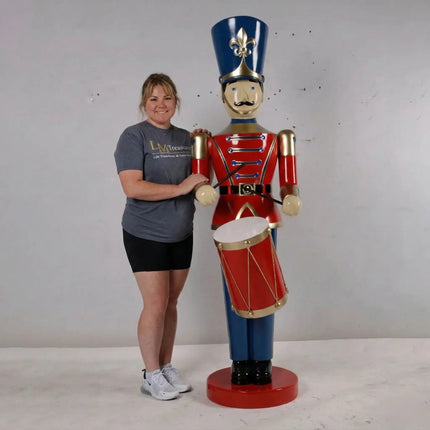 Red Toy Soldier Drummer Life Size Christmas Statue LM Treasures - H