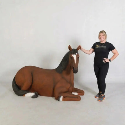 Brown Horse Resting Life Size Statue LM Treasures - H