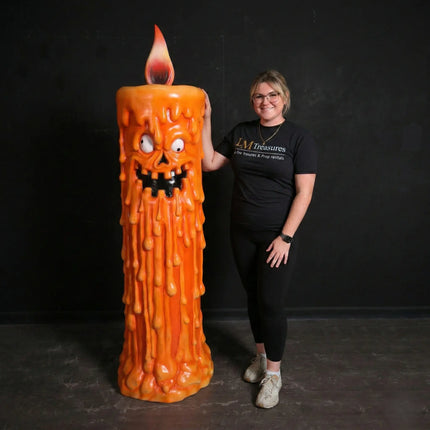 Pumpkin Candle Life Size Statue