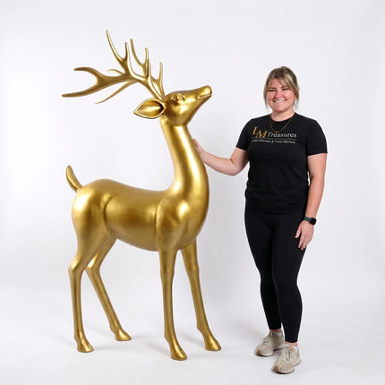 Gold Reindeer Standing Life Size Statue LM Treasures - H