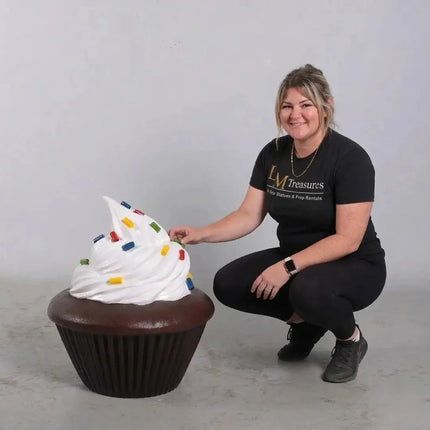 White Frosting Chocolate Cupcake Over Sized Statue LM Treasures - H