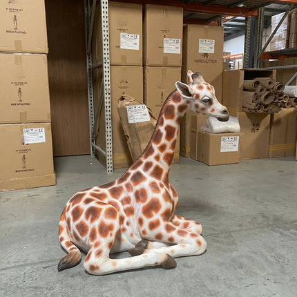 Laying Baby Giraffe Life Size Statue LM Treasures - A