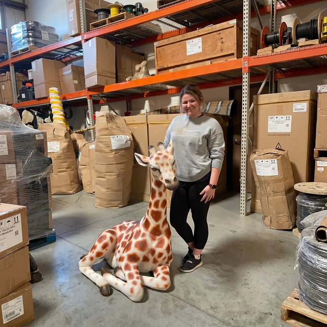 Laying Baby Giraffe Life Size Statue