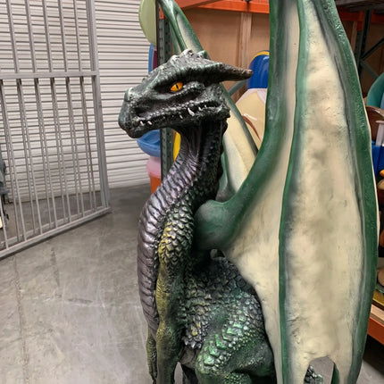 Green Dragon On Post Life Size Statue LM Treasures - H