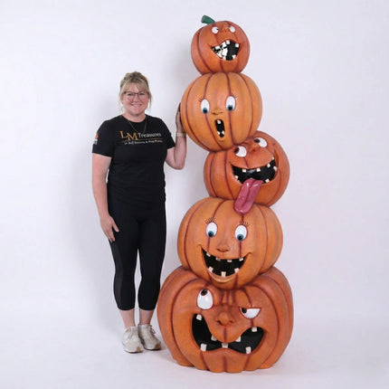 Stacked Crazy Pumpkins Tower Over Sized Statue LM Treasures - H