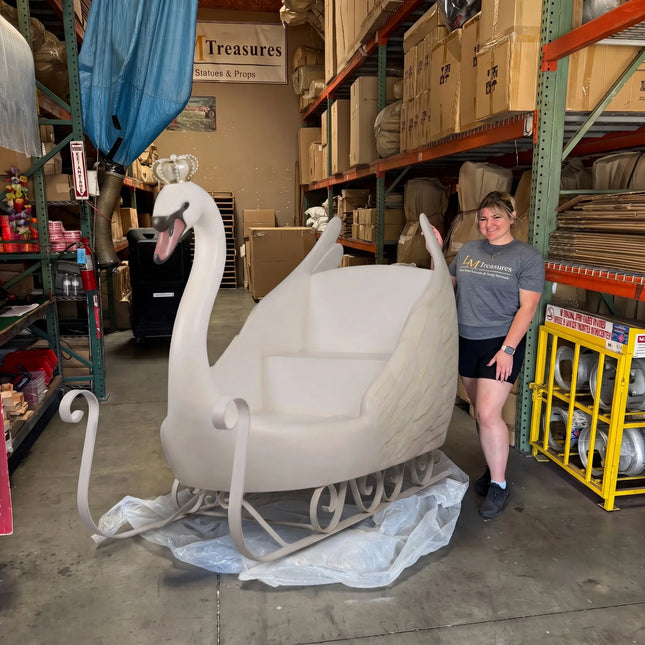 Large Swan Sleigh Statue