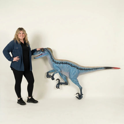 Blue Deinonychus Dinosaur Wall Decor Life Size Statue LM Treasures - H