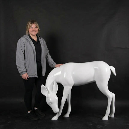 White Deer Standing Life Size Statue LM Treasures - H