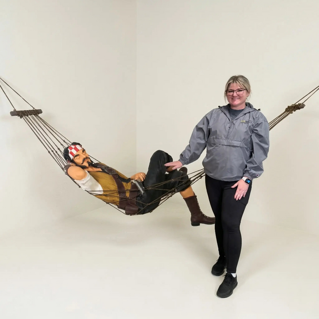Pirate Hanging in Hammock Life Size Statue LM Treasures - H
