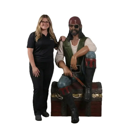 Pirate On Chest Life Size Statue LM Treasures - H
