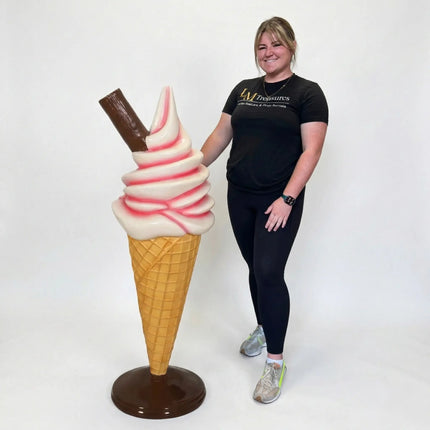 Small Soft Serve Strawberry Ice Cream Over Sized Statue LM Treasures - H