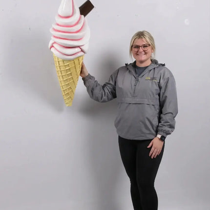 Hanging Soft Serve Strawberry Ice Cream Over Sized Statue LM Treasures - H