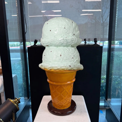 Small Two Scoop Mint Ice Cream Table Top Statue