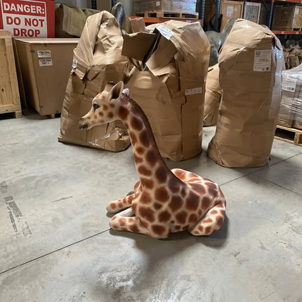 Laying Baby Giraffe Life Size Statue LM Treasures - A