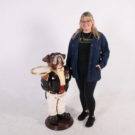 Large Bulldog Boxer Butler Statue