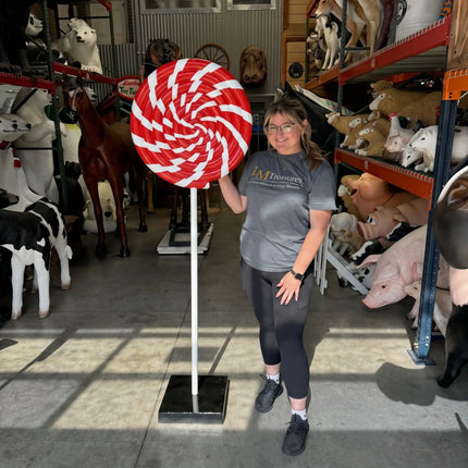 Red Swirl Lollipop Over Sized Statue LM Treasures - H