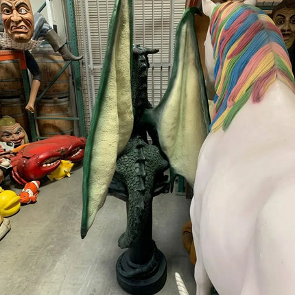 Green Dragon On Post Life Size Statue LM Treasures - H