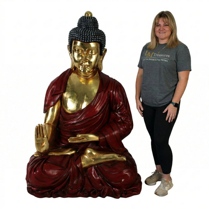 Sitting Gold and Red Buddha Statue