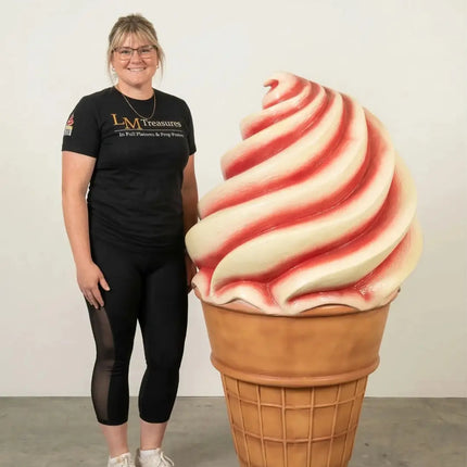 Soft Serve Strawberry Ice Cream Over Sized Statue LM Treasures - H