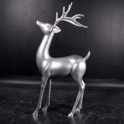 Silver Reindeer Standing Life Size Statue LM Treasures - H