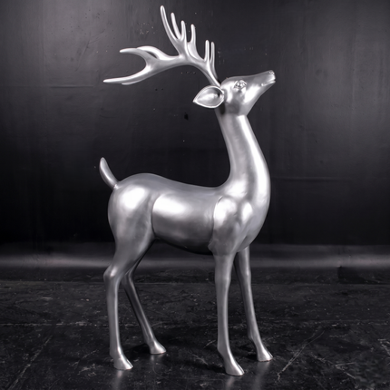 Silver Reindeer Standing Life Size Statue LM Treasures - H