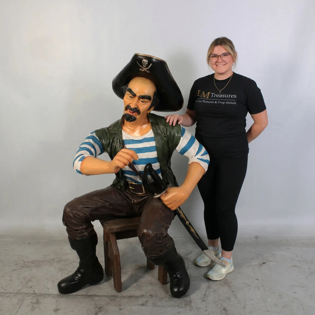 Sitting Pirate Pedro Life Size Statue
