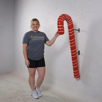 Hanging Red Candy Cane Over Sized Statue LM Treasures - H