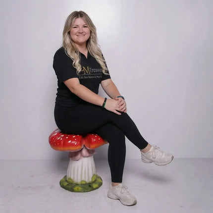 Red Single Split Mushroom Stool Over Sized Statue LM Treasures - H