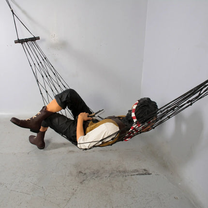 Pirate Hanging in Hammock Life Size Statue LM Treasures - H